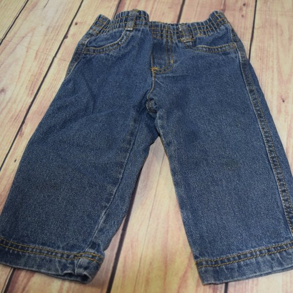Baby Boys 12 Months Okie Dokie Elastic Waist Jeans - Picture 1 of 2